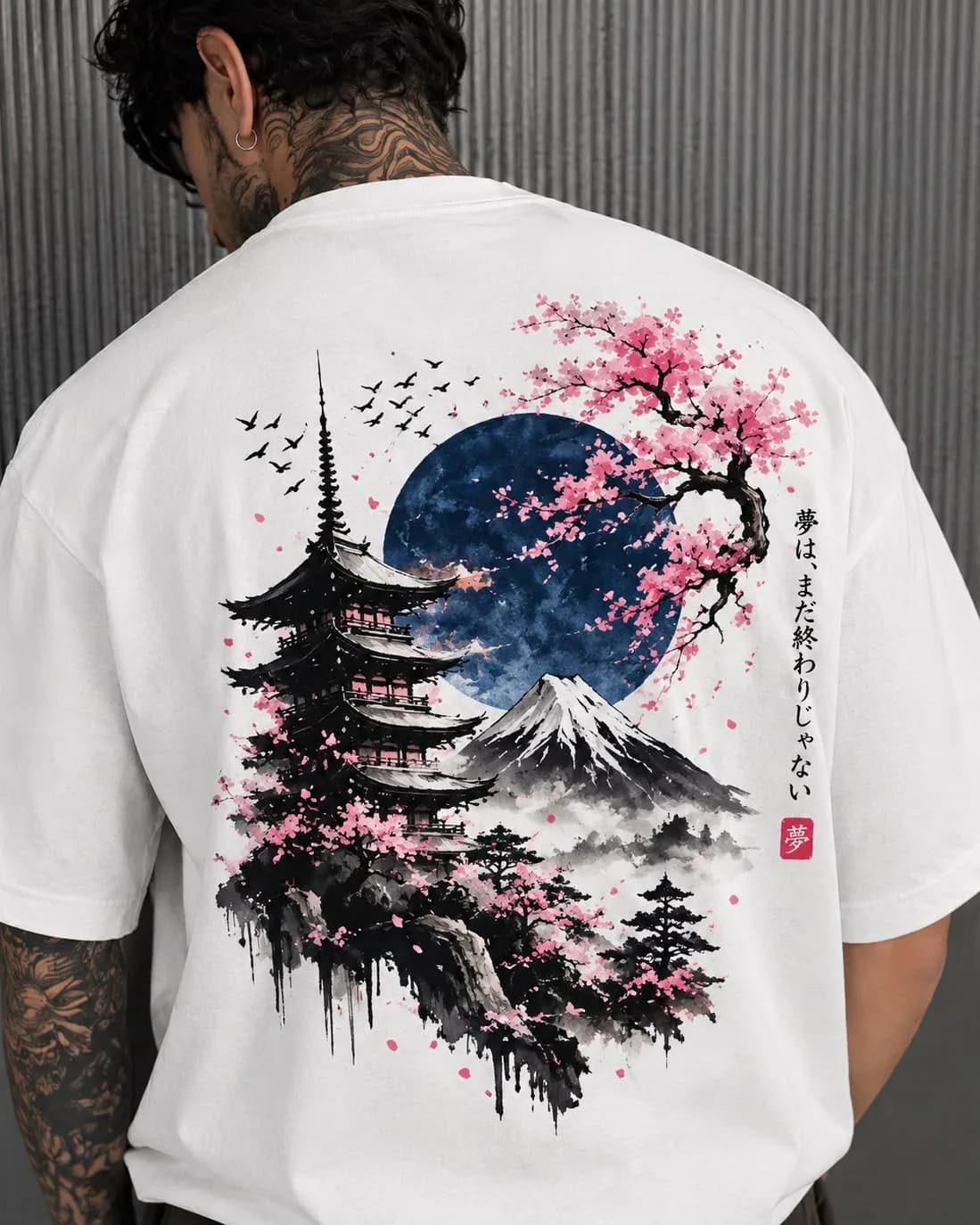 Camiseta Oversize Diseño (Japandi Dusk) – Tela Pesada 230g